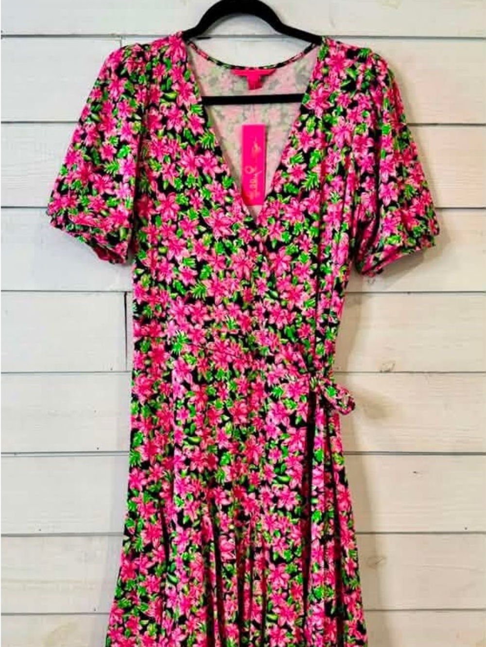 Lilly Pulitzer Pink & Green Floral Wrap Dress